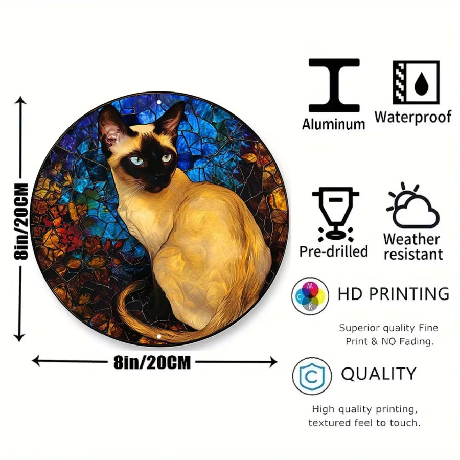 Rundes Metall-Aluminium-Schild von Potdemiel mit schwarzem Katzen-Motiv als Wanddekoration oder Desktop-Deko, Durchmesser: 20 cm - Bild 2
