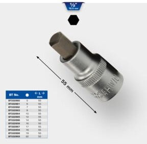 Brilliant Tools Innensechskant Bit-Stecknuss 1/2 Zoll in Silber aus Edelstahl, 14 mm - Bild 1