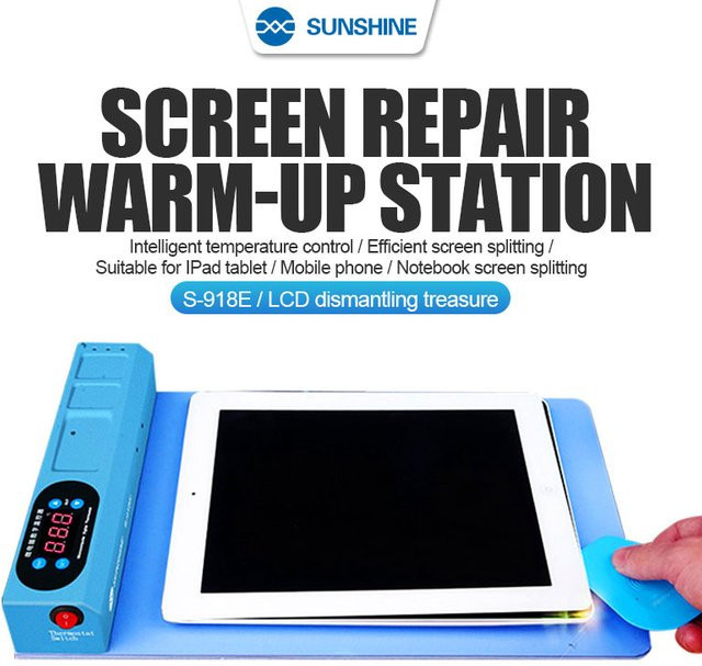 SUNSHINE S-918E LCD-Bildschirmtrenner-Heiztrennpad in Blau für die Wartung von iPhone und iPad - Bild 1