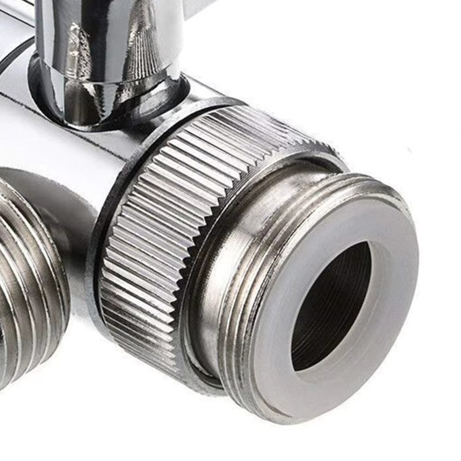 Auslaufsicherer 3-Wege-Wasserhahnanschluss aus Messing in Chrom-Optik für Küche und Badezimmer - Bild 2