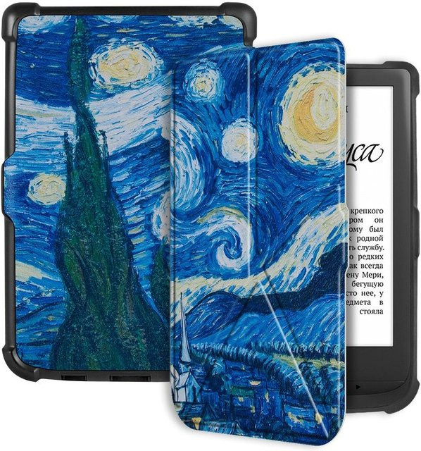 Dzhouh E-Reader Hülle Starry Night für PocketBook Touch Lux 5 4 HD 3 616 627 632 mit mehrfachfaltbarem Ständer, Blau - Bild 1