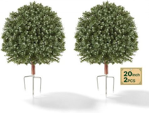 VEVOR 2er Set Künstliche Buchsbaumkugeln mit Erdspieß in Grün, UV-beständige Dekopflanzen aus PE für Garten, Balkon und Innenbereich, Durchmesser: 50,8 cm - Bild 1