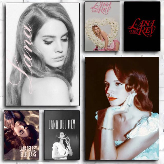 Lana Del Rey Klassische Filmplakate Wandkunst in Schwarz und Rosa als grafisches Poster im nordischen Stil - Bild 1