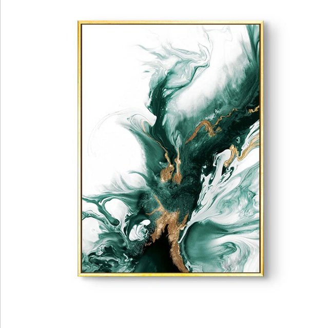 TPFLiving Leinwandbild Nordic Art Abstrakte Formen, B/H: 40 x 60 cm, Farben: Grün, Gold, Schwarz und Weiß - Bild 1