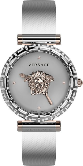 Versace Damenuhr Palazzo Empire Greca, Quarz, Edelstahl, 37 mm, Grau - Bild 1