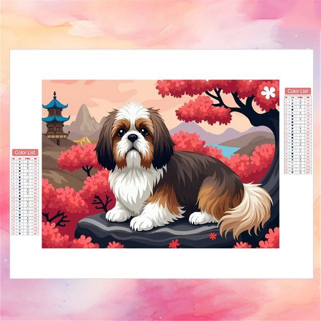 AZQSD Diamantmalerei Hund Tier als Rundes Stickerei Bild mit Strass Steinen - Bild 1