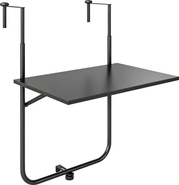 Outsunny Balkontisch zum Einhängen, klappbarer Hängetisch 3-fach höhenverstellbar, Schwarz, B: 62 cm, T: 60 cm - Bild 1