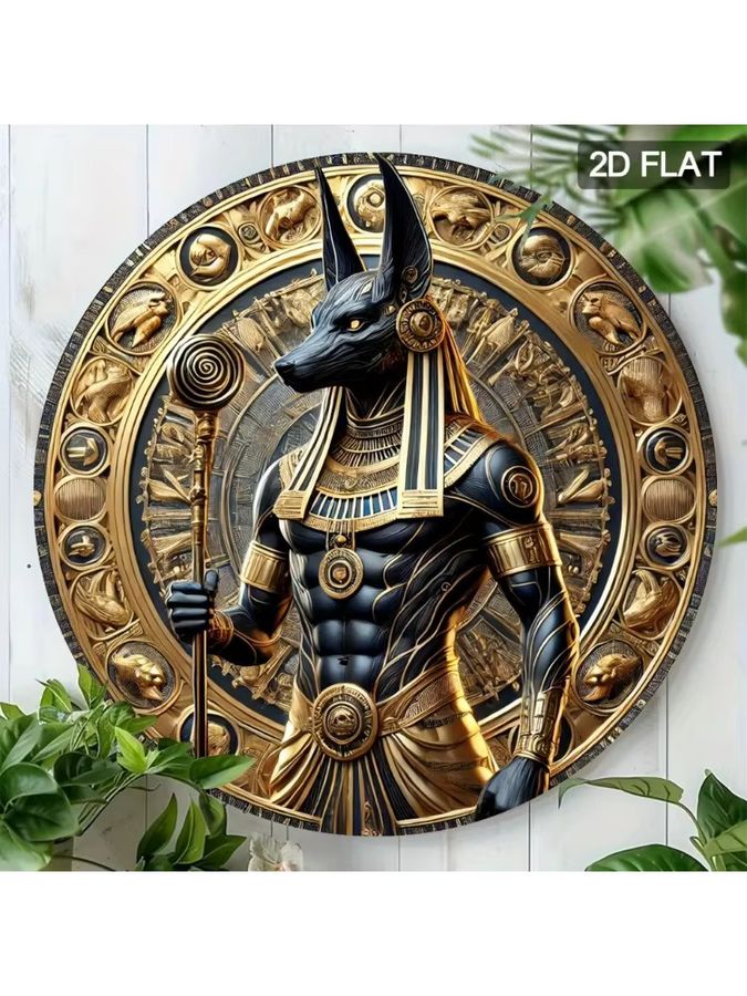 Zeegoon Wanddekoration Ägyptischer Gott aus Metall, rundes Metallschild für Zuhause, Büro und Café - Bild 6