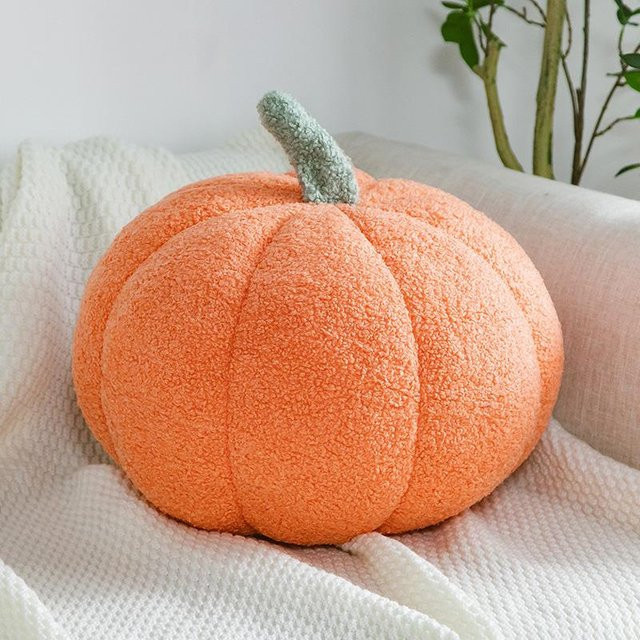 Kürbisförmiges Plüschkissen in Orange im nordischen Stil für Sofa und Bett, Höhe: 20 cm - Bild 1