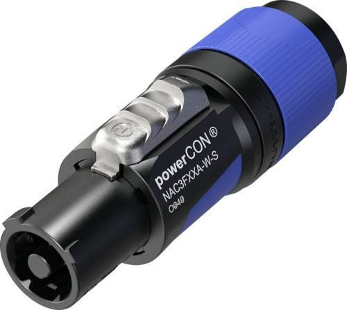 Neutrik powerCON Buchse NAC3FXXA-W-S Netz-Steckverbinder, gerade, Blau, 16A, 2 + PE - Bild 1
