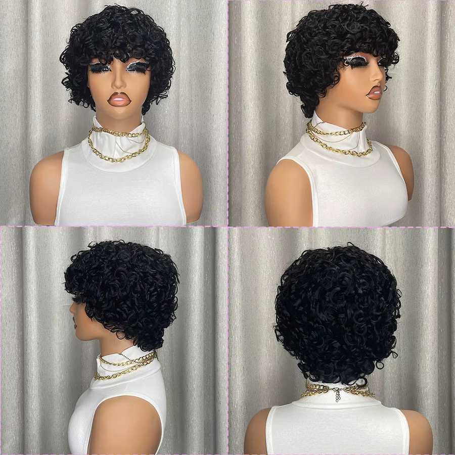 OYM HAIR Afro-Echthaar-Perücke, kurze Pixie-Schnitt-Perücke, Damen - Bild 3