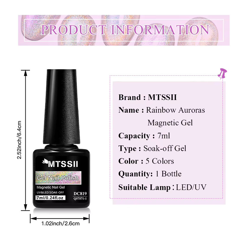 Mtssii Regenbogen Aurora Magnetischer Nagellack, 7 ml, Schimmernd - Bild 6