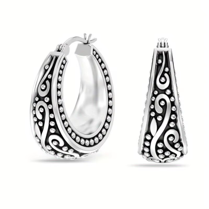 Futz Ohrringe, versilbertes Metall, Silber, Damen, Vintage - Bild 2