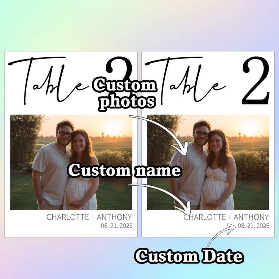 30 Stück personalisierte Foto-Hochzeitseinladungskarten von WEIGAO in Weiß aus Papier mit individuellem Bild, Namen und Datum - Bild 5