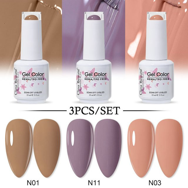 Clou Beaute Nagelgelpoliermittel, Khaki Nude Kastanie Glitzer, 3 Stück - Bild 1