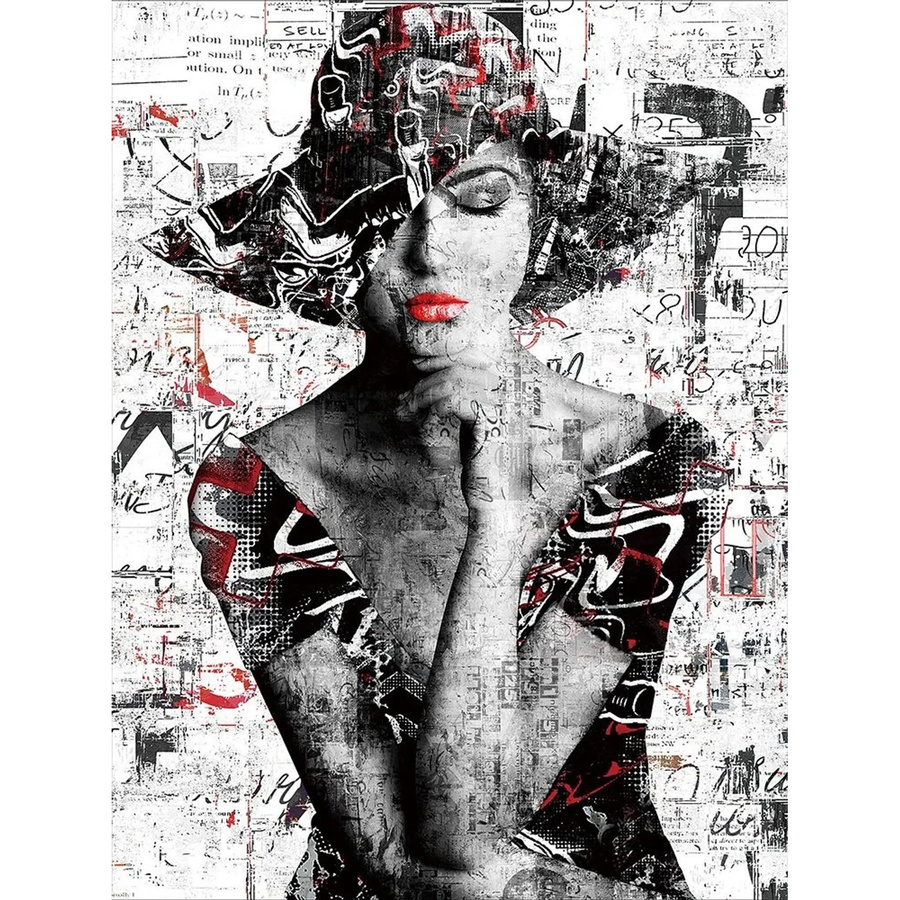 Art Universe Glasbild Street Art Schlapphut in Schwarz-Weiss, Modernes Wandbild, Breite: 90 cm, Höhe: 120 cm - Bild 2