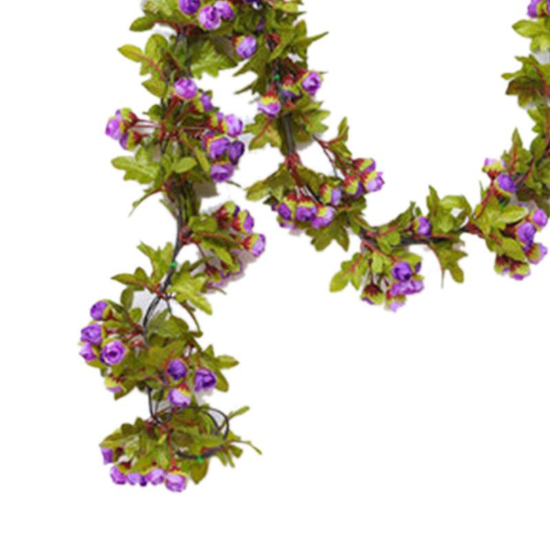 CosyHome Künstliche Rosen Laubgirlande als Hängende Dekoration aus Kunststoff in Pink und Purple - Bild 1