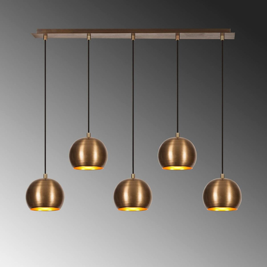 Opviq Pendelleuchte Sivani in Bronze mit 5 E27 Fassungen, B/H/T: 15 x 108 x 15 cm - Bild 2