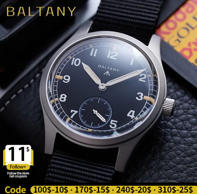 Baltany Armbanduhr, Quarz, Edelstahl, Leder, Schwarz, Herren, Vintage - Bild 1