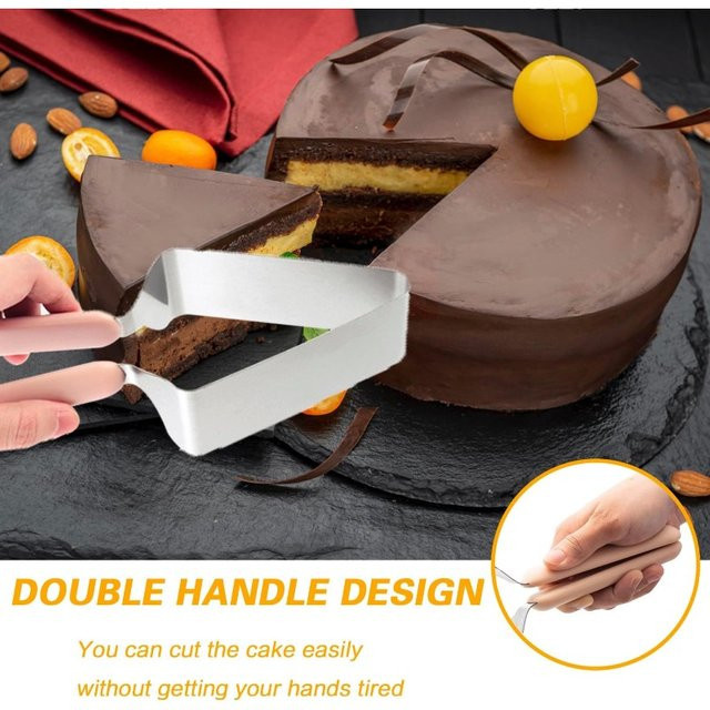 Dreieckiger Kuchenschneider aus Edelstahl in Silber für gleichmäßige Portionen - Bild 1