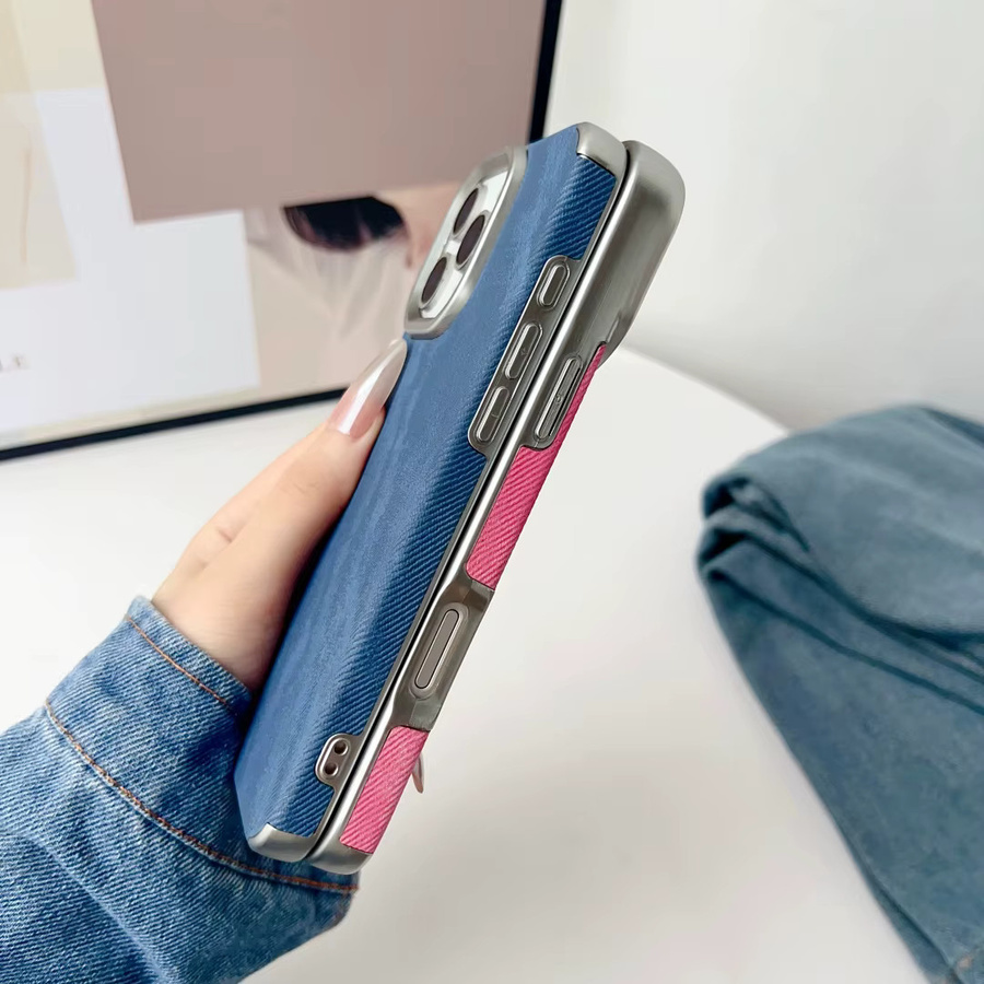 Stoßfeste Denim-Handyhülle mit Kornmuster für Apple iPhone 17, 16, 15, 14 und 13 Pro MAX in Blau - Bild 4