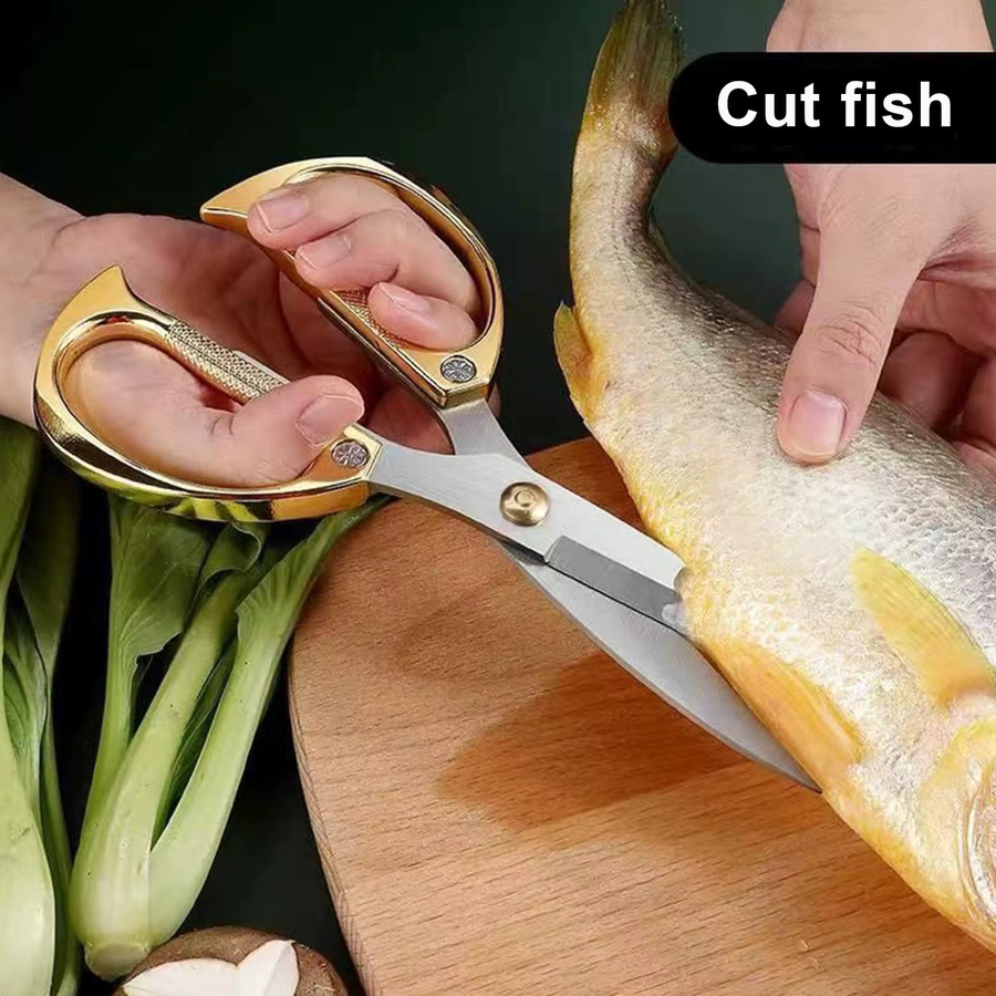 Multifunktionale Küchenschere aus Edelstahl von LightTOP für Huhn, Knochen und Fisch in Silber und Gold - Bild 2