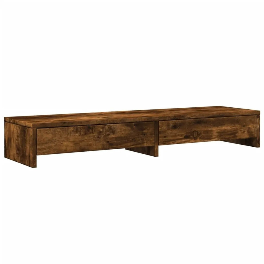 vidaXL Monitorständer mit Schubladen in Räuchereiche, B/T/H: 100 x 27 x 15 cm - Bild 1