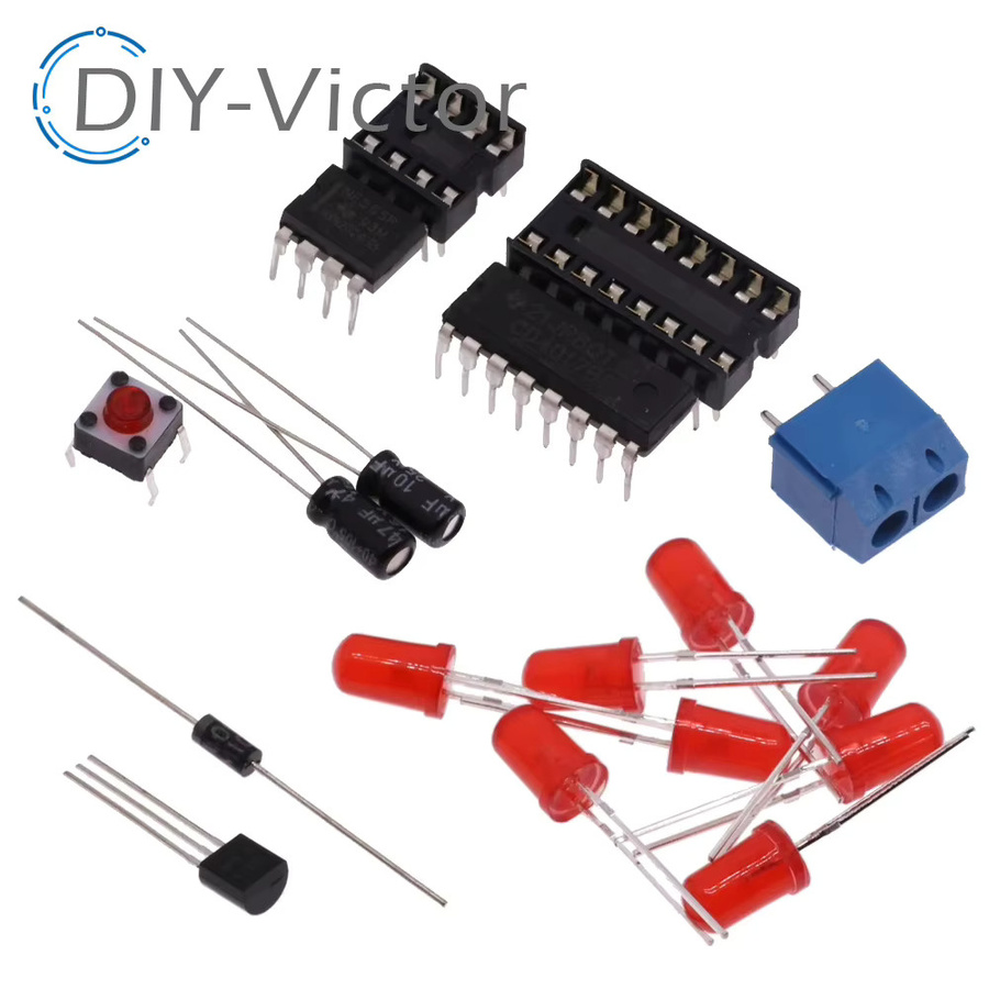 Elektronisches DIY-Kit für einen LED-Würfel mit NE555 und CD4017 Modul sowie roten 5 mm LEDs - Bild 2