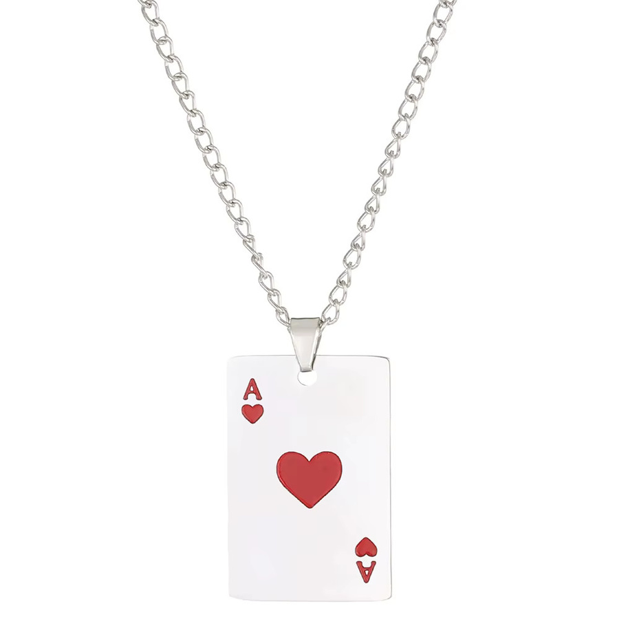 ZRM Halskette Poker Karte Anhänger, Silber, Unisex, Punk - Bild 3