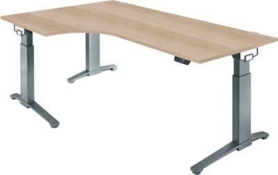 Schäfer Shop Genius Schreibtisch ERGOSTYLE S, elektrisch höhenverstellbar, C-Fuß, Eiche/anthrazit, B: 200 cm, T: 80 cm, H: 71,5 - 118,2 cm - Bild 1