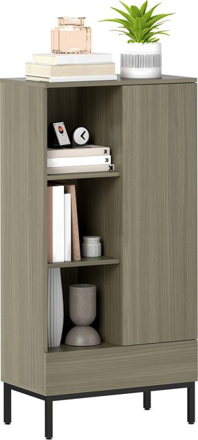 HOMCOM Moderne Kommode in Natur mit 1 Tür, Schublade und 3 offenen Fächern, H x B x T: 121 x 60 x 34 cm - Bild 1