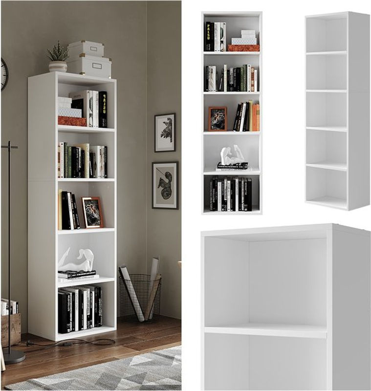 Vicco Bücherregal Bob in Weiß mit 5 Fächern, Breite: 40 cm, Höhe: 132 cm - Bild 2