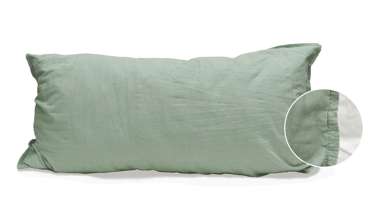 2 Stück Hahn Renforce Kissenbezüge aus Baumwolle, Farbe: Olive, B/H: 40 x 80 cm - Bild 1