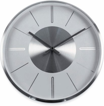 K&L Wall Art Moderne Wanduhr aus Aluminium in Silber, rund, analog, Durchmesser: 30 cm - Bild 1