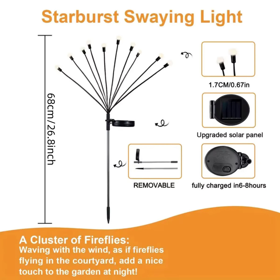 Peach Forest 2er Set Solar Glühwürmchen Gartenleuchten mit 10 LED in Mehrfarbig, Wasserdichte Gartenstecker mit 2 Modi zur Dekoration - Bild 2