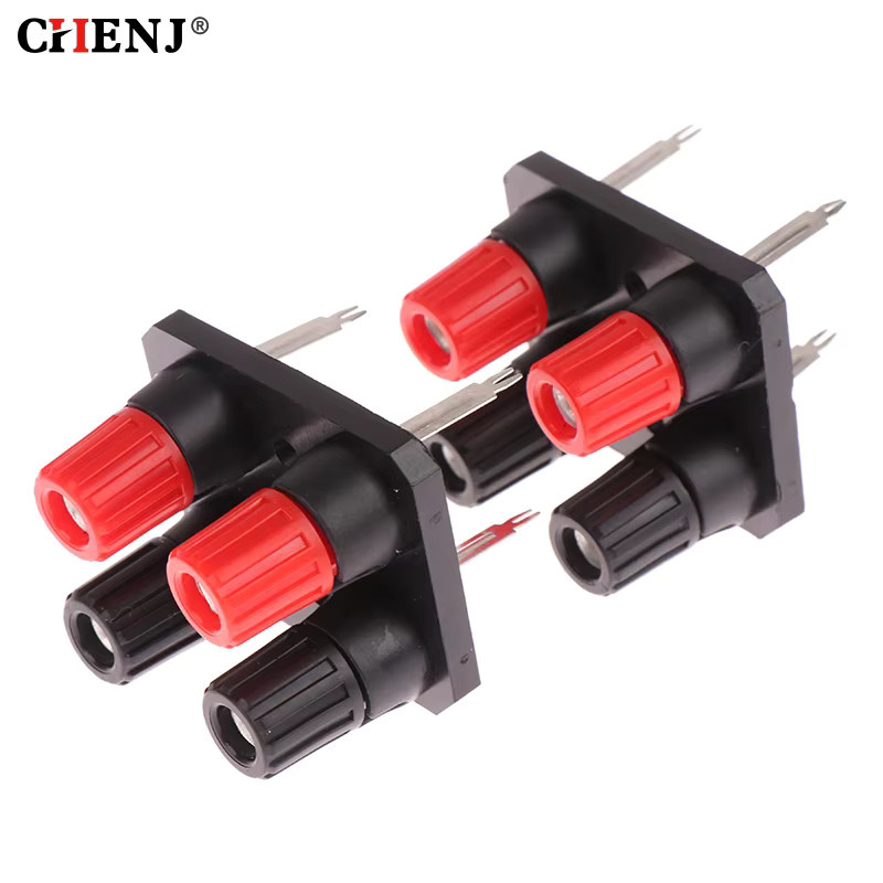 CHENJ 2 Stück Externe Bananenstecker 4-Pin Lautsprecher-Verstärker-Kabelclip-Buchse WP4-10 Anschluss in Rot - Bild 3