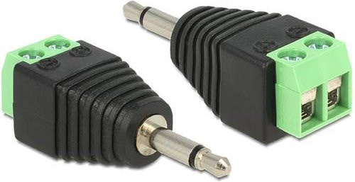 Delock 65528 Klinke Adapter mit 1x 3,5 mm Klinkenstecker und 1x 3,5 mm Buchse in Schwarz, Grün und Silber - Bild 1