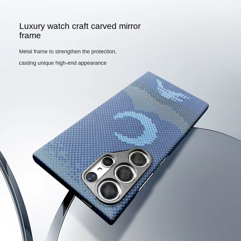 Original 600D Kevlar Aramid-Faser Hülle für Samsung Galaxy S25 Ultra und S24 Ultra mit Linsenschutz und magnetischem Laden in Braun - Bild 3