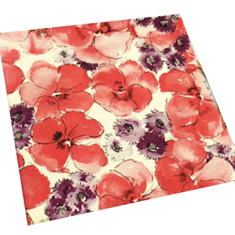 GUANYAO Servietten mit orangefarbenem Blumenmuster, 2-lagig, 20er Paket, B/B: 33 x 33 cm - Bild 6