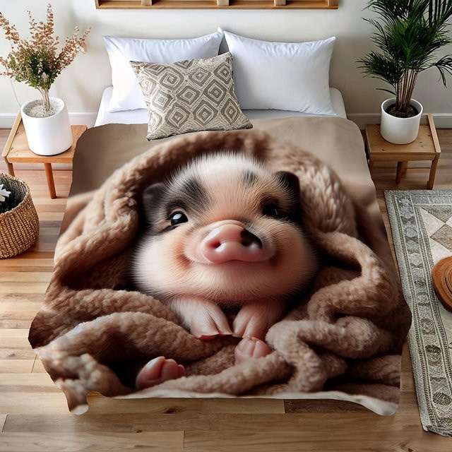 Flauschige Schweinedecke von MacgicZhou in Braun, weiche Überwurfdecke aus Polyester für Sofa und Bett, B/H: 150 x 200 cm - Bild 1