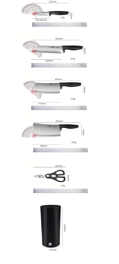 WXCOO Küchenmesser-Set aus Edelstahl in Silber mit Messerhalter, 1-6 Teile - Bild 5
