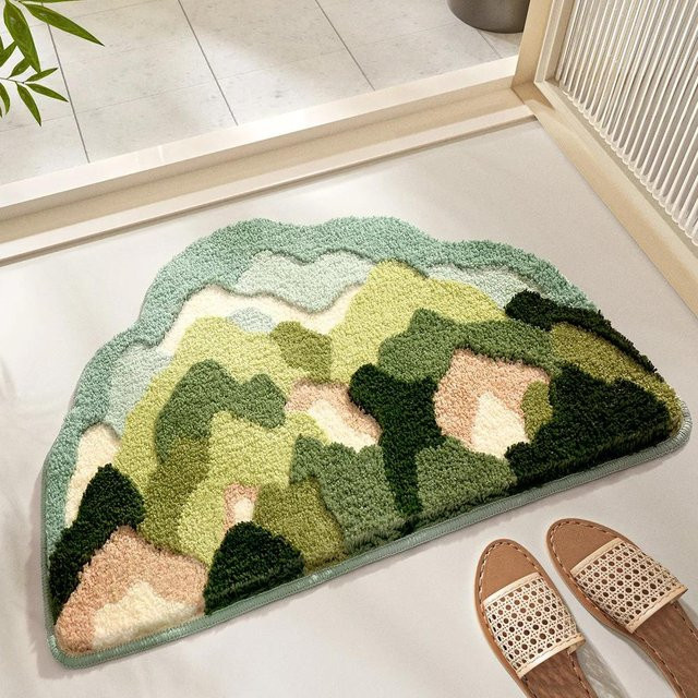 Lodestar Waldblumen Badezimmerteppich mit 3D-Struktur in Multicolour, Saugfähige und Rutschfeste Badematte aus Mikrofaser, Breite: 45 cm, Tiefe: 70 cm - Bild 1