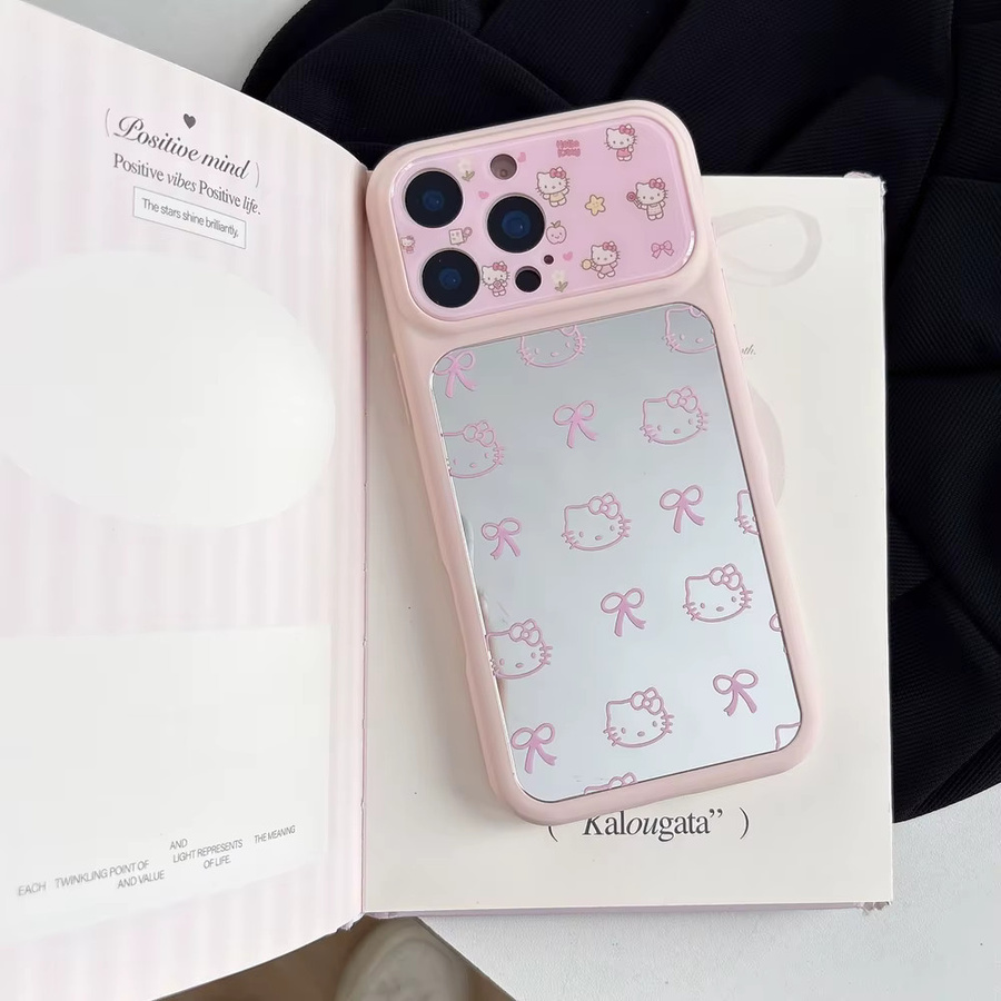 Sanrio Hello Kitty Handyhülle mit Schminkspiegel für iPhone 14 15 16 17 Pro Max in Pink - Bild 3