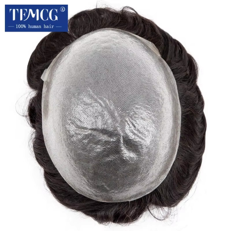 Echthaar-Toupet für Herren, 0,06 mm PU, Doppelknoten - Bild 4