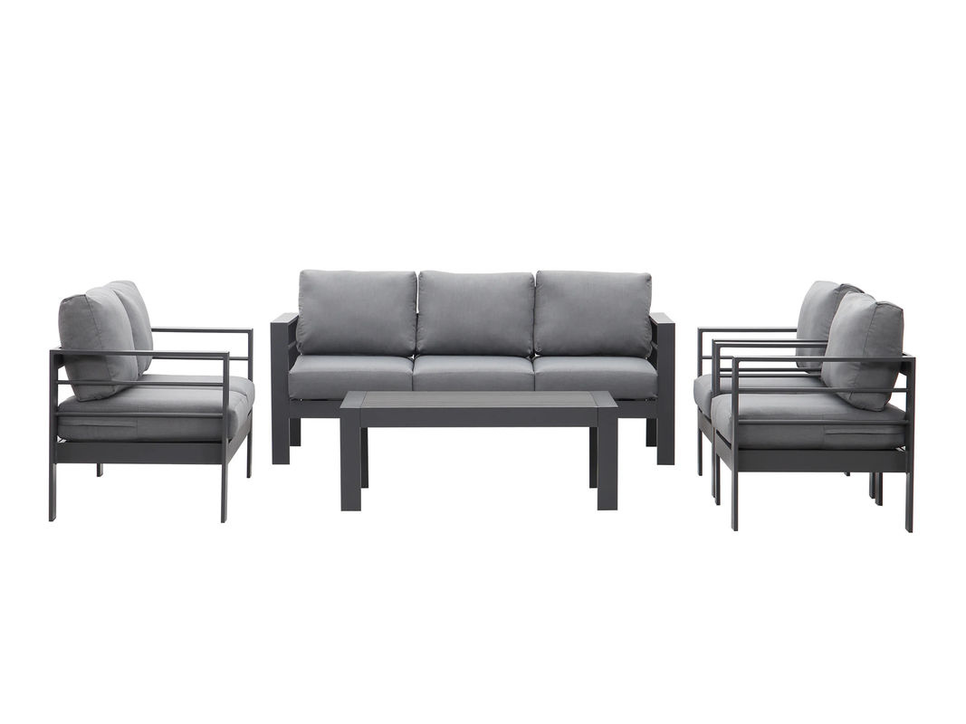 MEXO Gartenmöbel Lounge-Set Genua 7-Sitzer mit Polstern in Grau und Dunkelgrau - Bild 3