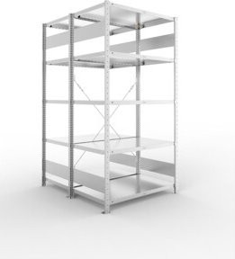 Meta Steckregal S3 CLIP 230 DGR mit 10 Böden, verzinkt, Farbe: Silber, B/T/H: 200 x 100 x 60 cm - Bild 1