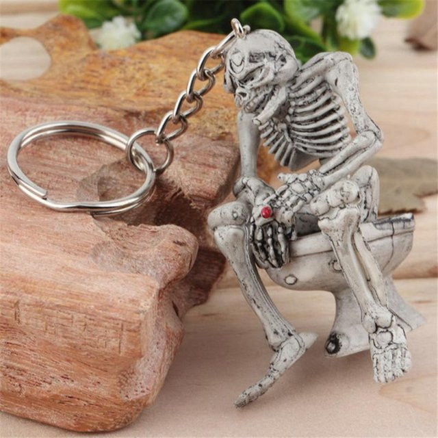 Schlüsselanhänger Totenkopf, braun, Unisex - Bild 1