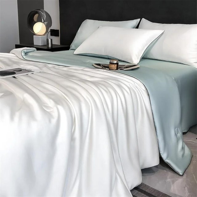 Sommerdecke aus 100 % Lyocell-Seide von Your Warm Home, eiskühlend und weich, 3er-Set, Farbe: Weiß, B/H: 150 x 200 cm - Bild 1