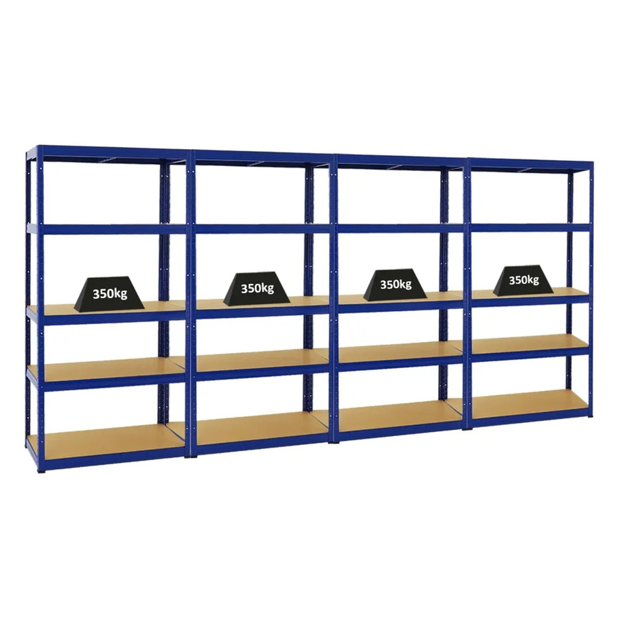PROREGAL Schwerlastregal Slim Elephant Set aus 4 Regalen, Farbe Blau, H x B x T: 180 x 90 x 45 cm, 5 Ebenen mit verstellbaren Fachböden, Fachlast 350 kg - Bild 2