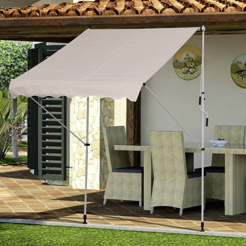 Outsunny Klemm-Markise beige aus Polyester und Aluminium mit Kurbel, Breite: 200 cm, Tiefe: 150 cm - Bild 3
